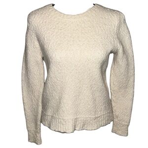 Vintage Outdoor Winter Thick Knit Textured Off White Chunky Long Sleeve Sweater